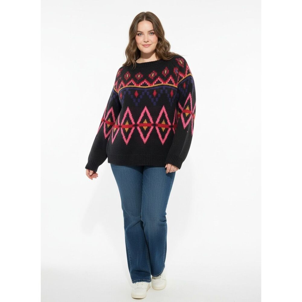 ARIZONA JEANS Co. Black & Bright Knit Sweater, NEW! Size XXL
